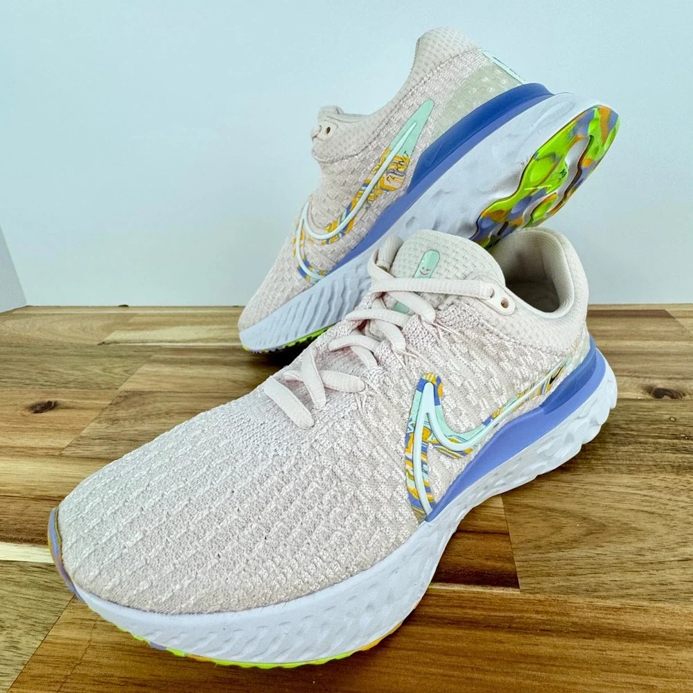 Nike React‎ Infinity Run Flyknit 3 Women's Running Shoes Pink Multi Size 6.5